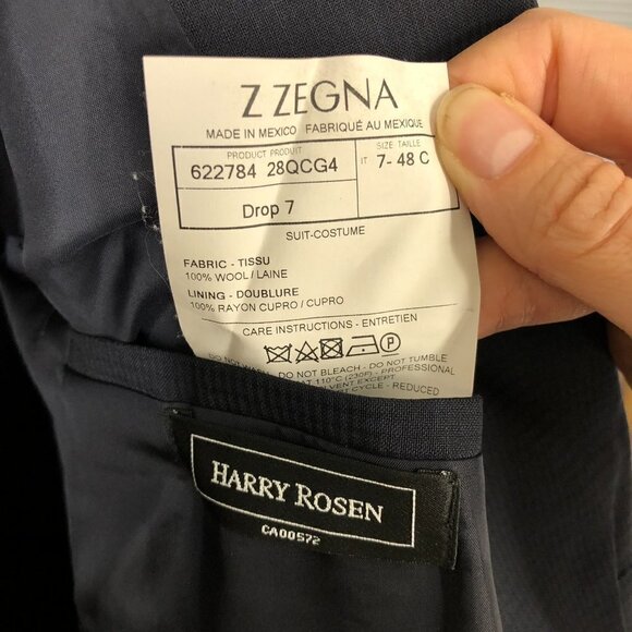 Z Zegna Drop 7 100% Wool Navy Check Trim Fit Blazer Jacket  ITA 48C =‎ US 38S - Picture 9 of 15